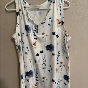 Zeagoo White Blue Sleeveless Tank Top